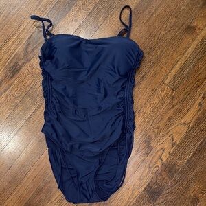 Elegant Navy Blue Women's One Piece Swimsuit